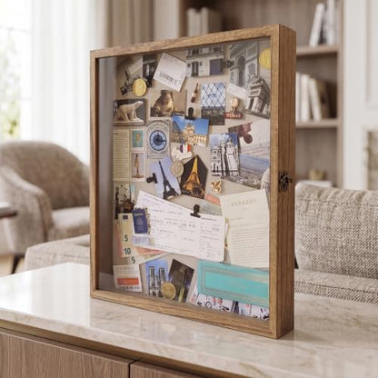 16x20 Shadow Box Frame in Wood Color with Linen Back - color: Wood, size: 16*20