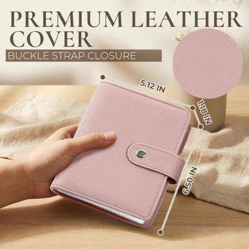 Vienrose 4x6 Small Photo Album Faux Leather 32 Pockets Mini Book Pink - color: Pink, size: 32 Pockets