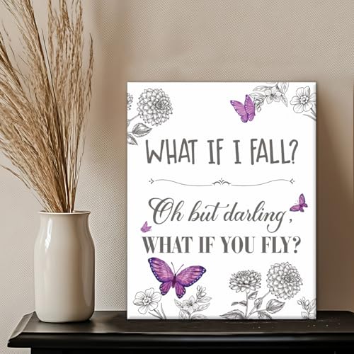 Inspirational Quote Wall Art Purple Butterfly Positive Poster Wall Decor - color: Purple Butterfly