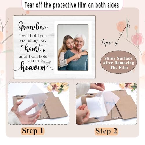 Memorial Photo Frame, Sympathy Gifts for Loss of Grandma, in My Heart, in Loving Memory Wooden Picture Frame, Bereavement Remembrance Funeral Passed AWay Condolence Gifts(Grandma, 4 x 6 Photo) - color: Grandma