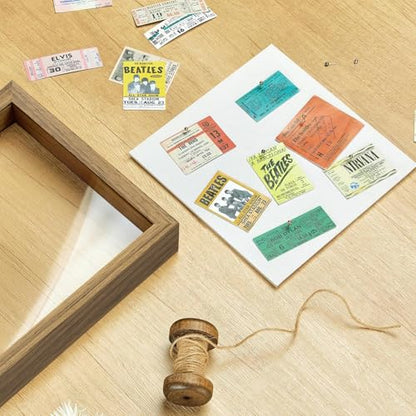 10x10 Shadow Box Frame with Ultra-Clear Glass & Soft Linen Back | With Push Pins and Stand, Deep 1.2" Brown Shadow Box Display Case – Display on Tabletop or Wall for Photo, Flower, Keepsakes - color: Brown+high Definition Panel + Shatter-proof Packaging,