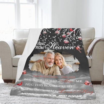 Personalized Memorial Blanket for Loss of Loved Dad Mom Husband Wife - color: Memorial Blanket 03