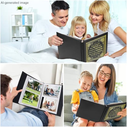 Inspirational Leather Photo Album - Magnetic Self-Stick Family Memory Book | DIY Scrapbook Holds 3x5, 4x6, 5x7, 6x8 Pictures, Motivational Scrapbook Journal for Couples, Graduation & Life Journey Gifts - color: black-always remember