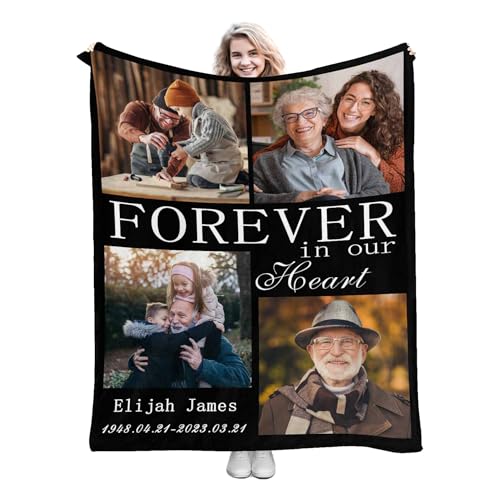 Personalized Memorial Blanket with Pictures, Sympathy Blanket for Loss of Loved One Custom Memorial Blankets for Loss of Mom Dad Husband Son Daughter Memory Blankets for Funeral - color: Color 07