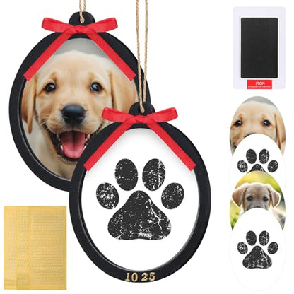 AmazingSpark 2 Sets Paw Print Kit for Dogs Inkless Pawprint Keepsake Kit Cat Pawprints Personalization Tool Keepsake Frame Double Sided Paw Print Ornament