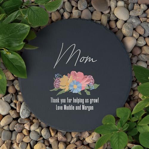 Weddingstar Personalized 9 ⅞" Round Black Slate Garden Stone - Wildflower Garden - color: Wildflower