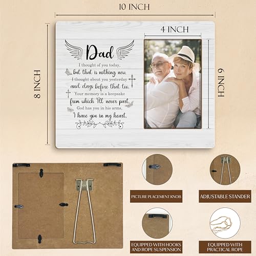 Memorial Gifts for Loss of Dad Picture Frame 4x6, Bereavement Sympathy Remembrance Gifts for Loss of Dad, In Memory of Father Picture Photo Frames for Tabletop Desk Decor