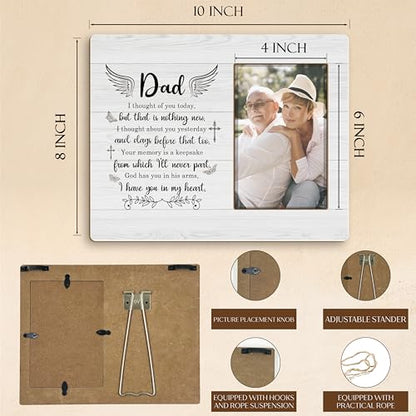 Memorial Gifts for Loss of Dad Picture Frame 4x6, Bereavement Sympathy Remembrance Gifts for Loss of Dad, In Memory of Father Picture Photo Frames for Tabletop Desk Decor