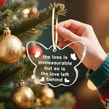 Sympathy Memorial Gifts for Loss of Loved One, Sympathy Bereavement Remembrance Gift, The Loss Is Immeasurable Butterfly Glass Ornament Keepsake for Mom, Friend, Coworker, Husband, Brother, Grandma - style: BF-The Loss
