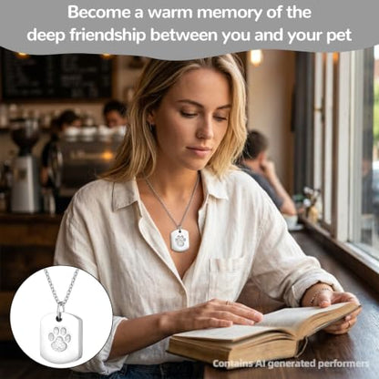 Pet Urn Necklace for Dogs Ashes Silver Pendant 1PCS with Funnel Spoon Screw Kit Memorial Keepsake Comfort Gift - color: Silver
