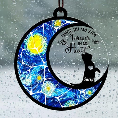 Custom Cat Memorial Suncatcher, Personalized with Name and Breed, Loss of Pet Sympathy Gift for Cat Lovers, Stained Glass Look Acrylic Ornament - color: #2 Cat Suncatcher