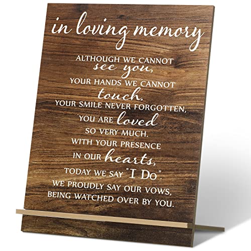 in Loving Memory Wedding Memorial Table Sign for Wedding,Classic | Wooden Sign with Stand for Ceremony Reception, Freestanding Memorial Decor, Tribute Display, Remembrance Table Decoration - style: Classic