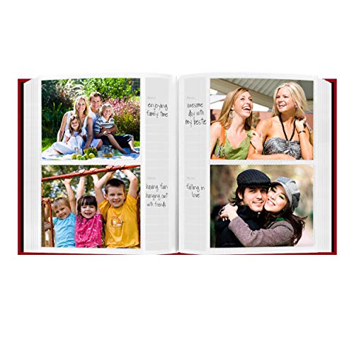 Fabric Frame Cover Photo Album 200 Pockets Hold 5x7 Photos, Apple Red - color: Clear,Red