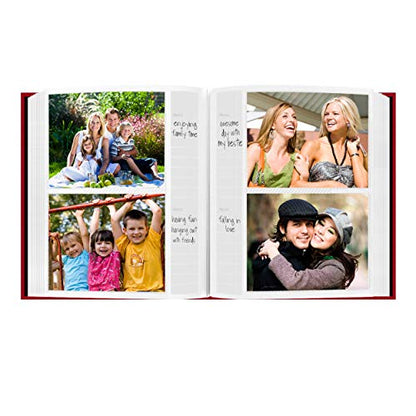 Fabric Frame Cover Photo Album 200 Pockets Hold 5x7 Photos, Apple Red - color: Clear,Red