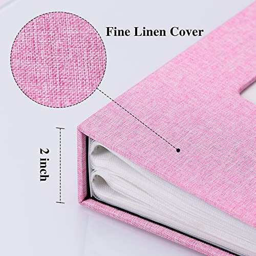 Vienrose 4x6 Photo Album,300 Pockets,Linen Cover with Window,Pink | Linen Hardcover, Slip In Photo Book, Family Memory Album, Travel Keepsake - color: Pink, size: 300 Pocket
