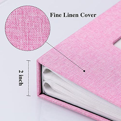 Vienrose 4x6 Photo Album,300 Pockets,Linen Cover with Window,Pink | Linen Hardcover, Slip In Photo Book, Family Memory Album, Travel Keepsake - color: Pink, size: 300 Pocket