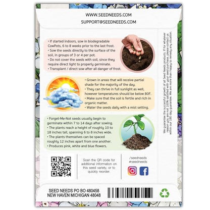 Seed Needs Forget Me Not Seeds to Plant Blue White & Pink Flowers 2 Packs - size: 2 Packs, style: Mixed FMN