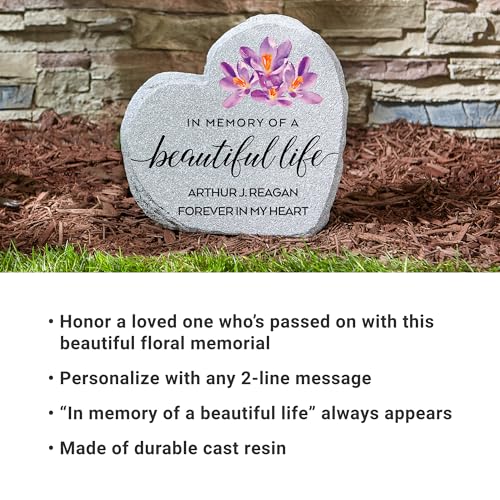 Let's Make Memories Personalized Memorial Garden Stone - Sympathy - Loss of Loved One - Condolences - Outdoor - Headstone - Durable Resin - Upright Garden Marker - Beautiful Life - style: Beautiful Life