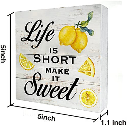 Inspirational Quote Life Is Short Make It Sweet Wood Box Sign - color: Wood