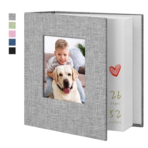 Photo Album 4x6 52 Pockets Photo Albums with Linen Cover Picture Albums for Family, Wedding, Baby, Photo Book Holds Vertical Pictures Grey - color: Grey, size: 52 Pockets
