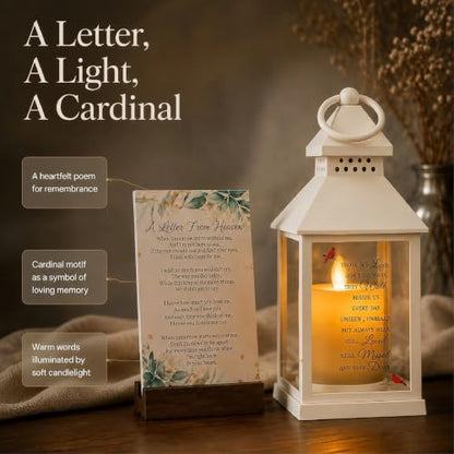 Memorial Lantern, Sympathy Gifts for Loss of Loved One/ Mom/ Dad (White) - color: White