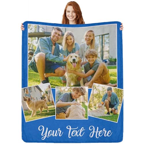 Custom Blankets with Photos and Text, Personalized Picture Blankets and Throws Memorial Blanket for Adults Couple Family Pets, Personalized Gifts for Birthday Wedding Anniversary Valentine's Day S - color: 1-3