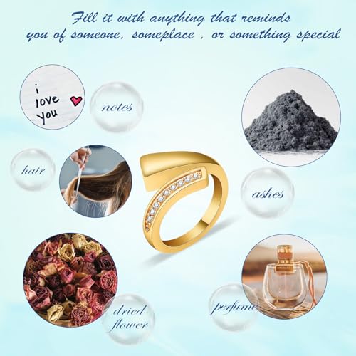 Memorial Urn Ring for Ashes Stainless Steel Cremation Jewelry for Men & Women Pet Ashes Keepsakes Holder Ring - color: Gold-8#