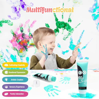 Nabance 2.54 fl oz Mint Green Baby Hand and Footprint Friendly Paint, Dog Cat Paw Print Safe Paint, Non-Toxic Acid-Free, Safe Gentle for Home School Christmas New Year DIY Keepsake Stamp - color: Mint Green