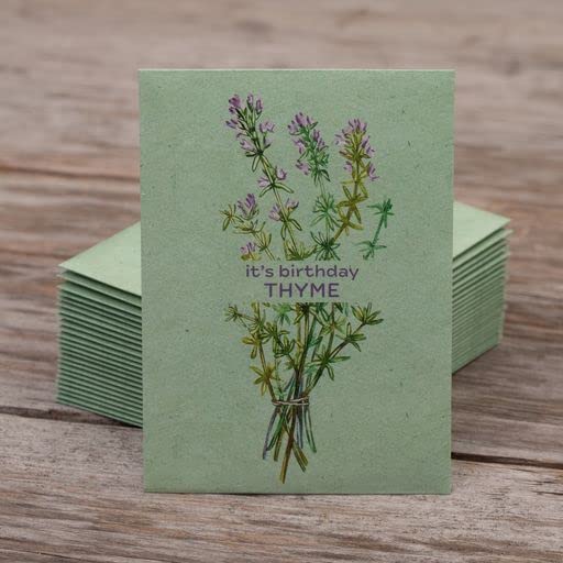 It's Birthday Thyme - Thyme Seed Packets - 25 Packets - Herb Seeds - Garden Seed to Grow Live Plants - A Beautiful Valentines Gift - Bentley Seed Co. - style: Birthday Thyme