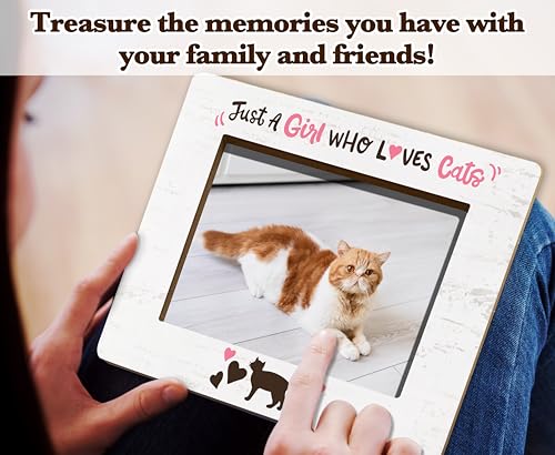 Cat Photo Frame For Girls, Funny Gifts For Birthday Christmas Thanksgiving, Just A Girl Who Loves Cats Picture Frame Gifts For Cat Lovers, Cat Themed Gifts For Girls Friend Cat Mom Cat Owner -29 - size: Just A Girl Who Loves Cats