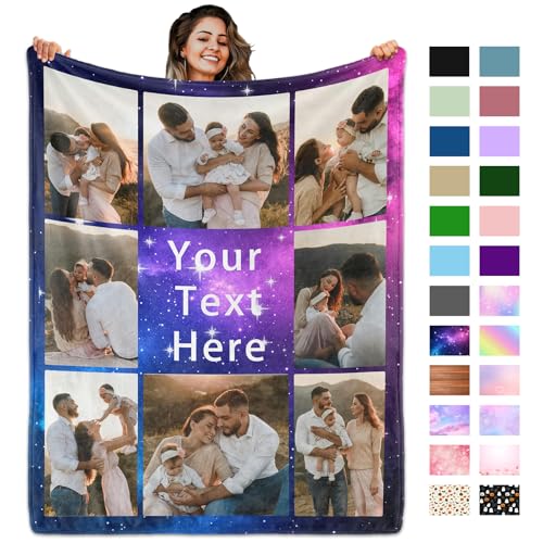 Custom Blanket with Picture Text, Personalized 8 Photo Blanket, HD Printing Customized Flannel Throw Blanket Gifts for Mom Dad Couple Girlfriend Boyfriend Wife Husband Christmas - color: 8-photo