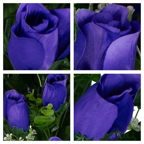 Artificial Cemetery Flowers - Gravesite Flowers - Purple Roses - color: Purple Roses, size: (1) Bouquet