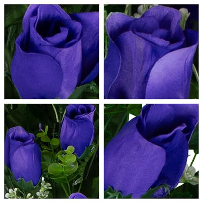 Artificial Cemetery Flowers - Gravesite Flowers - Purple Roses - color: Purple Roses, size: (1) Bouquet
