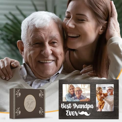 Grandpa Gifts, Fathers Day Grandpa Gift from Grandkids Granddaughter, Birthday Gifts 3D Photo Frame Hold 4x6 Inches Two Photos - Unique Picture Frame for Him Grandparents - color: grandpa