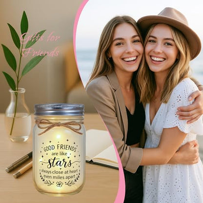 Friendship Gifts for Women, Birthday Christmas Thankgiving Holiday Gifts for Best Friend Woman, Mason Decorative Jar Night Lights for Friends Sister - style: Friends