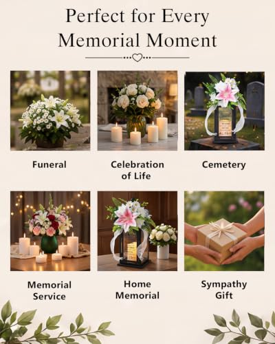 Memorial Lantern with Flower, Sympathy Gift for Loss of Mom, Bereavement Funeral Gift in Memory of Beloved Mother - color: Mom/Black