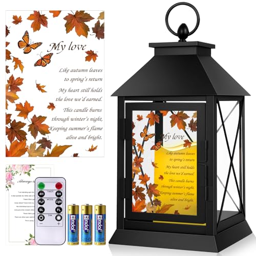 Memorial Candle Lantern with Flickering LED Candle and Remote Control Bereavement Sympathy Gifts in Memory for Loss of Partner Remembrance Gift (Partner) - color: Partner