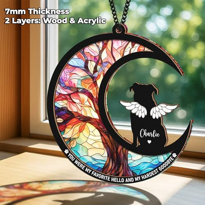 Personalized Dog Memorial Gifts, Engraved Pet Memorial Ornament, Pet Sympathy Keychain, Loss of Animal Sympathy Card, Rainbow Bridge Dog Loss Gift, Bereavement Suncatcher Window Hanging - color: 00. Custom