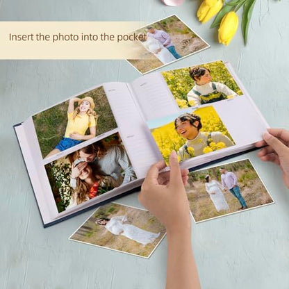 Photo Album Hold 200 4x6 Photos with Memo Writing Space (Dark Blue) - color: Dark Blue
