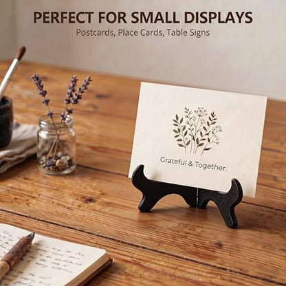 Artliving Black 4" Wood-Like Plastic Easels Plate Display Stands Picture Frame Stand Holder-Set of 4 - size: 4 inch