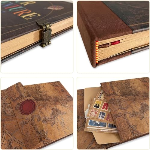 Our Adventure Book 146-Page DIY Handmade Scrapbook, Embossed Leather Cover - Ideal for Memories, Anniversary, Wedding, and Best Friend Gift - Inspired by the 'Up' Saga(Ball - Our Adventure Book) - color: Ball - Our Adventure Book (9.02"x7.72", 146 Pages)