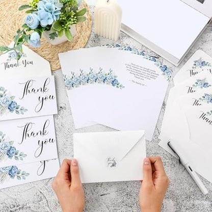 Marspark 100 Sets Funeral Thank You Sympathy Cards with Envelopes and Message Inside Memorial Card Bereavement Cards with Stickers for Funeral Loved Ones Celebration of Life (Floral) - style: Floral