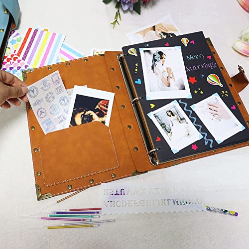 ZEEYUAN Mothers' Day Gift Scrapbook Album for Mom, Leather Photo Album Journal Scrap Book Family Scrapbook Gift for Mom Grandma - color: Pink