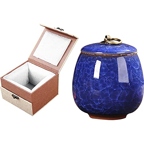 Small Keepsake Urn for Human Ashes with Velvet Box Pet Keepsake Urn Small Cremation Urns Mini Funeral Urn Decorative Urns for Home Decor Fits a Small Amount of Cremated Remains Royal Blue - color: Navy Blue