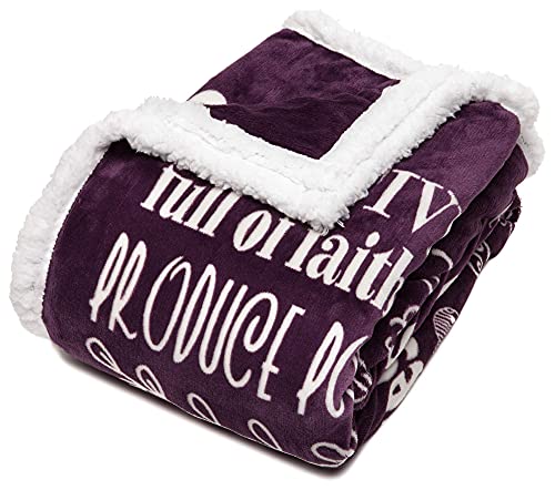 Chanasya Premium Hope & Faith Gift Throw Blanket - Cozy, Warm & Fluffy Sherpa - Sends Positive Energy, Inspirational Uplifting, Comfort for Best Friend, Women, Men & Partner (65x50 inches) Aubergine