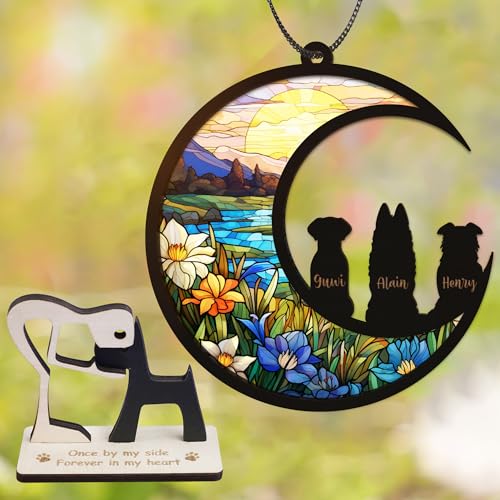 Dog Memorial Suncatcher Personalized Name Shapes Pet Ornament Window Car Hanging Sympathy Gift for Loss of Pet Bereavement Keepsake Remembrance Gifts for Dog Lovers Outdoor Decor - color: 11. Custom #11