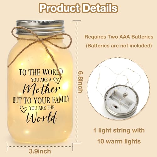 Maracco Meaningful Gifts for Mom from Daughter and Son, 30oz Large Mason Jar Night Lights for Mom, Thank You Mama, Birthday Gifts for Mother, I Love You Mama Gift - color: mother