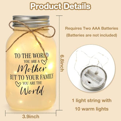 Maracco Meaningful Gifts for Mom from Daughter and Son, 30oz Large Mason Jar Night Lights for Mom, Thank You Mama, Birthday Gifts for Mother, I Love You Mama Gift - color: mother
