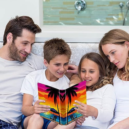 Photo Album 4x6 Photos - 60 Photos Capacity PU Leather Cover Photo Album with Strong Elastic Band, Portable Picture Album for Family Wedding Wedding Anniversary, Beach Palm Trees - color: Beach Palm Trees