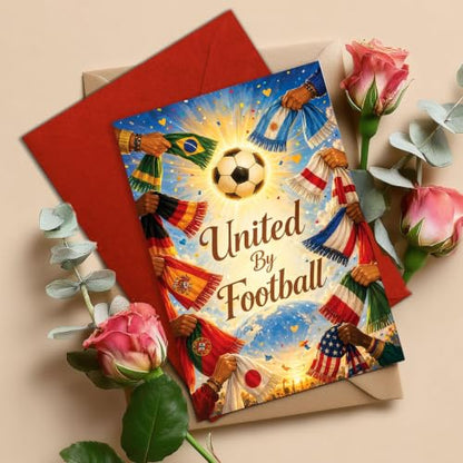 United By Football Soccer Card, Ball Fan Greeting Celebration Gift | Soccer Greeting Card For Football Fan, International Sports Card, Soccer Lover Gift Card, United By Football Team Spirit Card - color: sport13